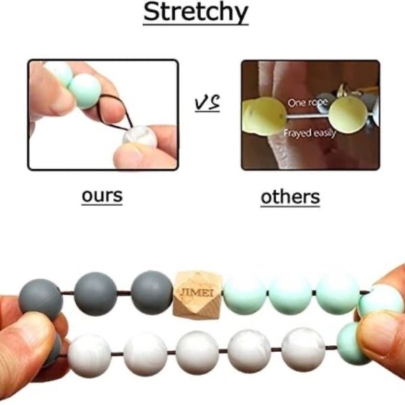 Set Of 2 Silicone Key Ring Bracelet Beaded Bangle Wristlet Keychain Teal - Picture 5 of 10